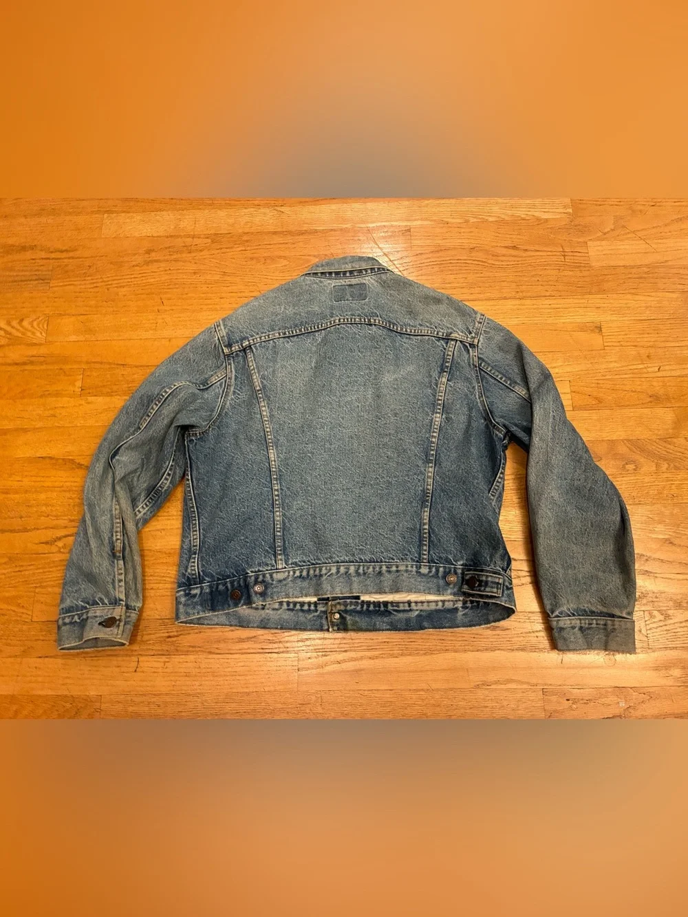 vintage 1980s Levi’s 70506 0217 brown leather patch Denim trucker Jean Jacket 48 - Picture 4 of 5